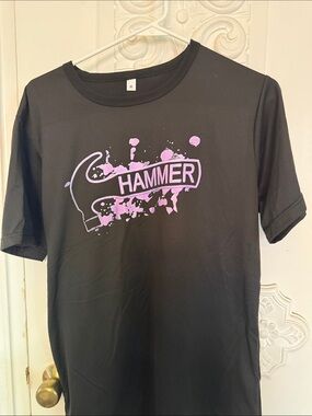 Graphic Short Sleeve Tee in Black with Pink Logo